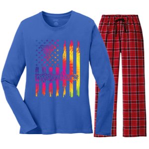 Registered Nurse Us Flag Rn Registered Nursing Gift Women's Long Sleeve Flannel Pajama Set 