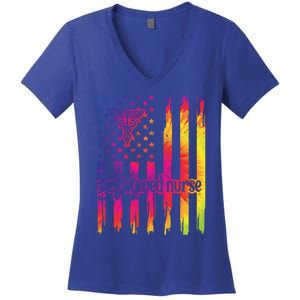 Registered Nurse Us Flag Rn Registered Nursing Gift Women's V-Neck T-Shirt