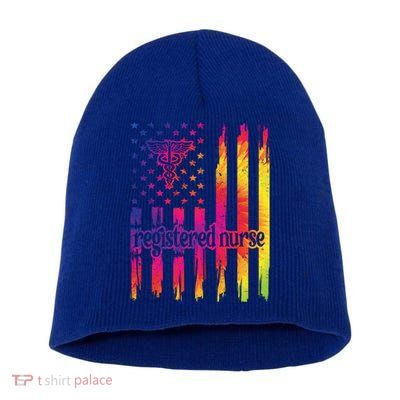 Registered Nurse Us Flag Rn Registered Nursing Gift Short Acrylic Beanie