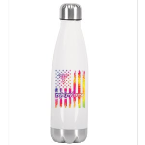 Registered Nurse Us Flag Rn Registered Nursing Gift Stainless Steel Insulated Water Bottle