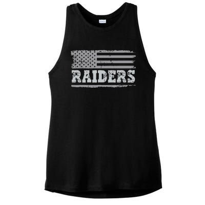 Raiders Name Usa Flag Gift Ladies PosiCharge Tri-Blend Wicking Tank