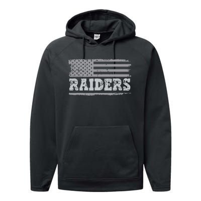 Raiders Name Usa Flag Gift Performance Fleece Hoodie