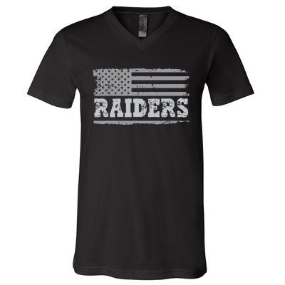 Raiders Name Usa Flag Gift V-Neck T-Shirt