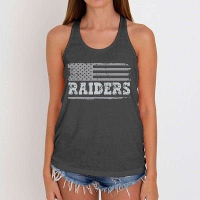 Raiders Name Usa Flag Gift Women's Knotted Racerback Tank