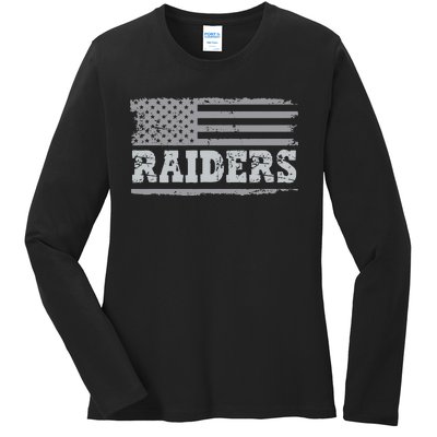 Raiders Name Usa Flag Gift Ladies Long Sleeve Shirt