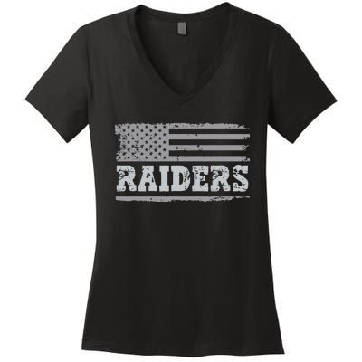 Raiders Name Usa Flag Gift Women's V-Neck T-Shirt