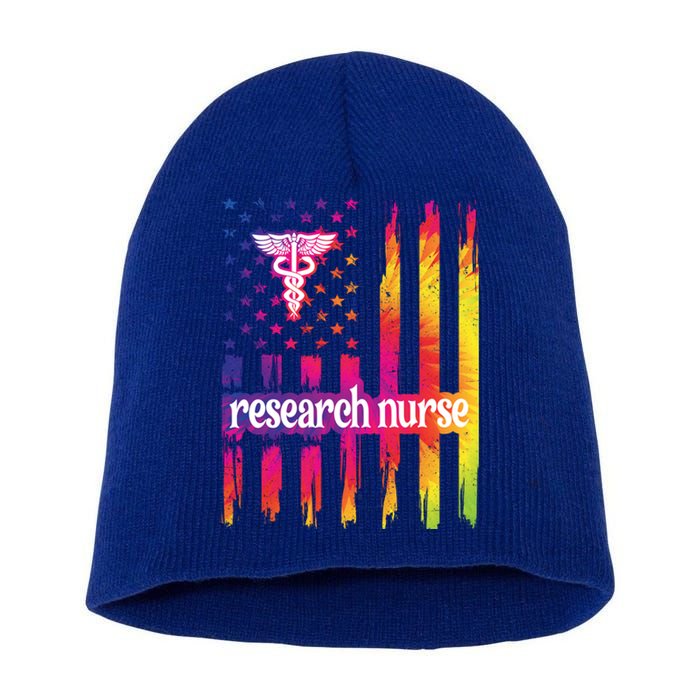 Research Nurse Us Flag Research Nursing Gift Short Acrylic Beanie