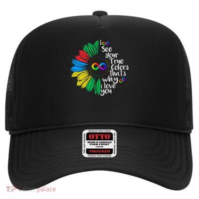 Rainbow Neurodiversity Unisex-Adults Girls Small Classic Fit Short Sleeve High Crown Mesh Back Trucker Hat