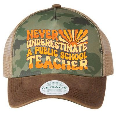Retro Never Underestimate A Public A School Teacher Legacy Tie Dye Trucker Hat