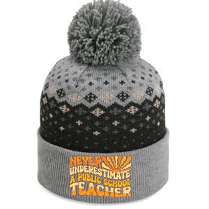 Retro Never Underestimate A Public A School Teacher The Baniff Cuffed Pom Beanie