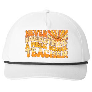 Retro Never Underestimate A Public A School Teacher Snapback Five-Panel Rope Hat