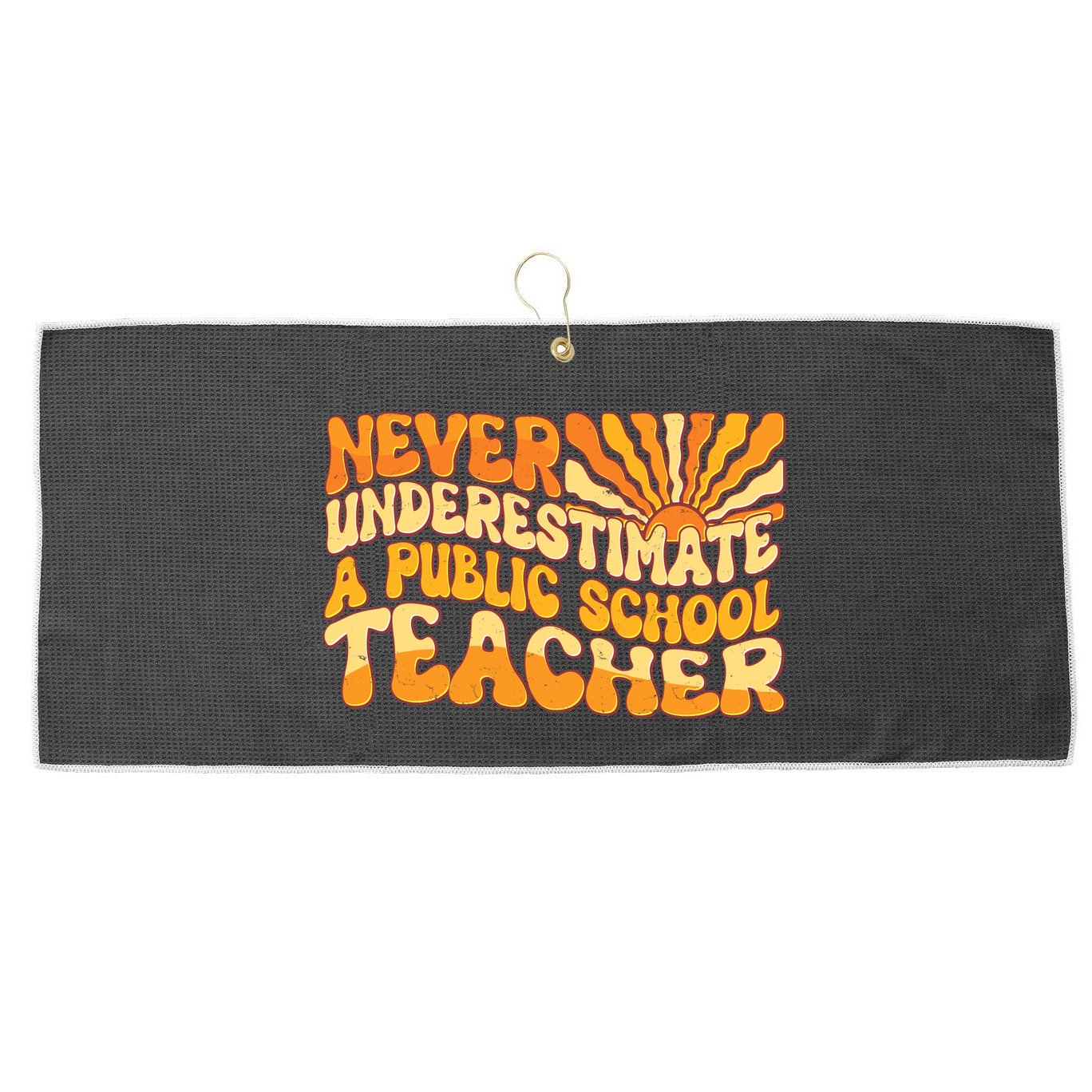 Retro Never Underestimate A Public A School Teacher Large Microfiber Waffle Golf Towel