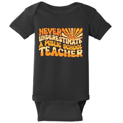Retro Never Underestimate A Public A School Teacher Baby Bodysuit
