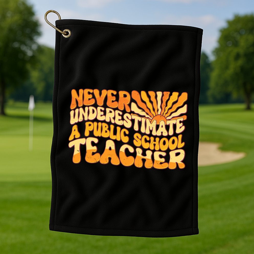 Retro Never Underestimate A Public A School Teacher Golf Towel