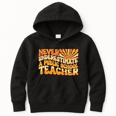 Retro Never Underestimate A Public A School Teacher Kids Hoodie