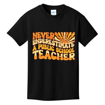 Retro Never Underestimate A Public A School Teacher Kids T-Shirt