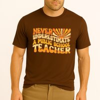 Retro Never Underestimate A Public A School Teacher Cooling Performance Crew T-Shirt