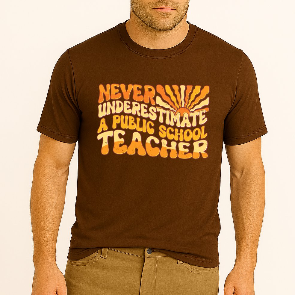 Retro Never Underestimate A Public A School Teacher Cooling Performance Crew T-Shirt