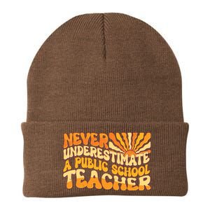 Retro Never Underestimate A Public A School Teacher Knit Cap Winter Beanie