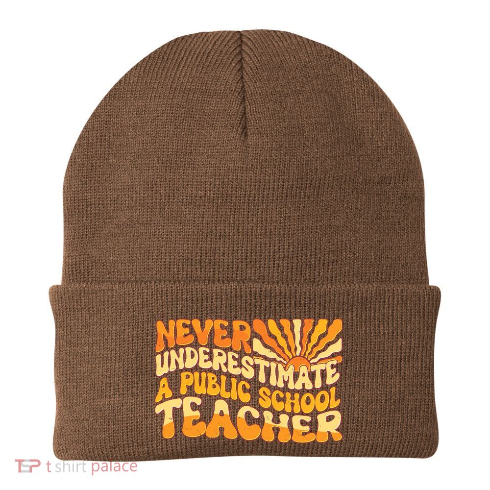 Retro Never Underestimate A Public A School Teacher Beanie