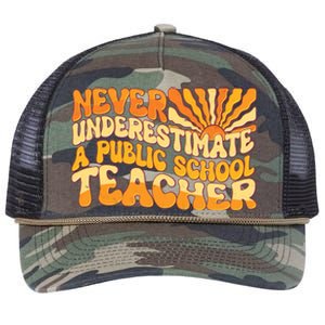 Retro Never Underestimate A Public A School Teacher Retro Rope Trucker Hat Cap