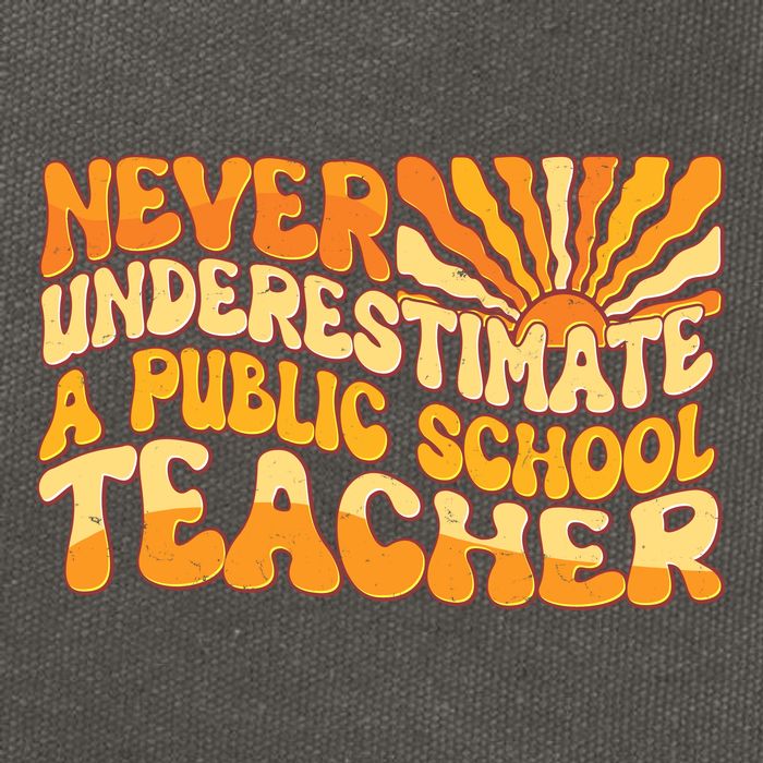 Retro Never Underestimate A Public A School Teacher Cotton Canvas Backpack