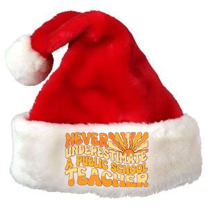 Retro Never Underestimate A Public A School Teacher Premium Christmas Santa Hat