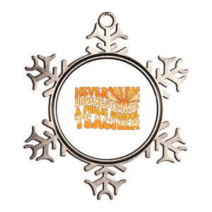 Retro Never Underestimate A Public A School Teacher Metallic Star Ornament