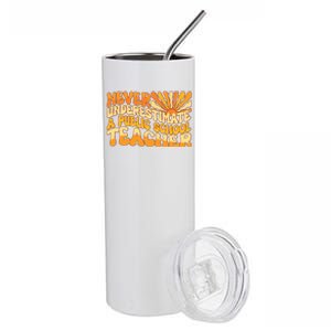 Retro Never Underestimate A Public A School Teacher Stainless Steel Tumbler