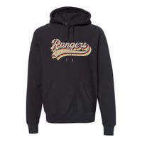 Rangers Name Vintage Retro Baseball Lovers Premium Hoodie