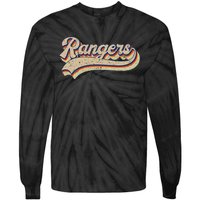 Rangers Name Vintage Retro Baseball Lovers Tie-Dye Long Sleeve Shirt