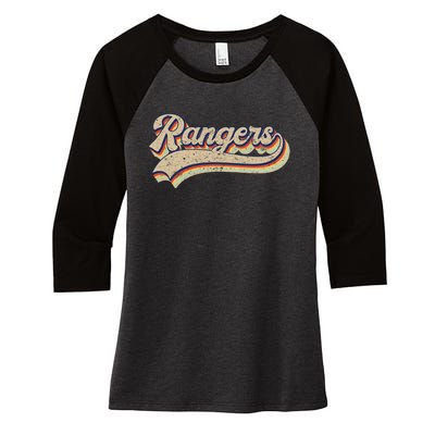 Rangers Name Vintage Retro Baseball Lovers Women's Tri-Blend 3/4-Sleeve Raglan Shirt