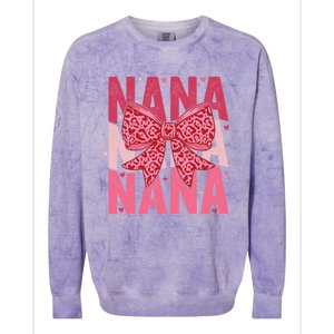 Retro Nana ValentineS Day Heart Coquette Bow Matching Cute Gift Colorblast Crewneck Sweatshirt