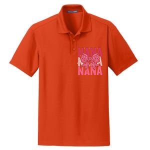 Retro Nana ValentineS Day Heart Coquette Bow Matching Cute Gift Dry Zone Grid Polo