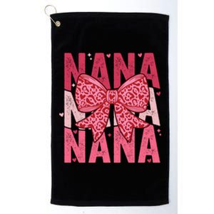 Retro Nana ValentineS Day Heart Coquette Bow Matching Cute Gift Platinum Collection Golf Towel