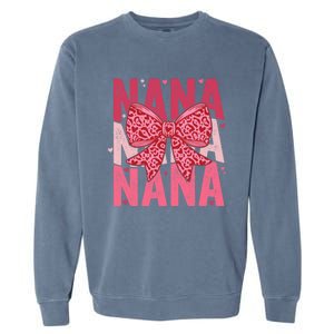 Retro Nana ValentineS Day Heart Coquette Bow Matching Cute Gift Garment-Dyed Sweatshirt