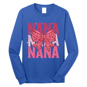 Retro Nana ValentineS Day Heart Coquette Bow Matching Cute Gift Long Sleeve Shirt