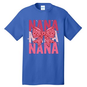 Retro Nana ValentineS Day Heart Coquette Bow Matching Cute Gift Tall T-Shirt