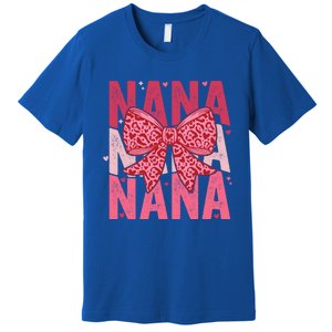 Retro Nana ValentineS Day Heart Coquette Bow Matching Cute Gift Premium T-Shirt