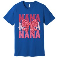 Retro Nana ValentineS Day Heart Coquette Bow Matching Cute Gift Premium T-Shirt