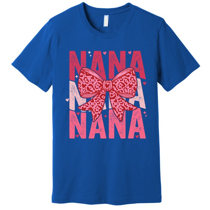 Retro Nana ValentineS Day Heart Coquette Bow Matching Cute Gift Premium T-Shirt