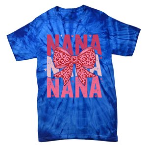 Retro Nana ValentineS Day Heart Coquette Bow Matching Cute Gift Tie-Dye T-Shirt