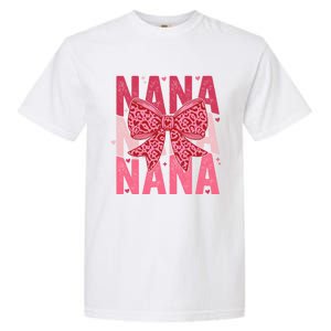 Retro Nana ValentineS Day Heart Coquette Bow Matching Cute Gift Garment-Dyed Heavyweight T-Shirt