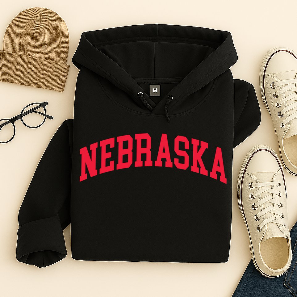Retro Nebraska Vintage Design Classic Font Throwback Design Hoodie