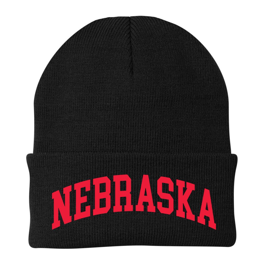 Retro Nebraska Vintage Design Classic Font Throwback Design Beanie