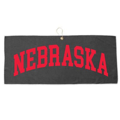 Retro Nebraska Vintage Design Classic Font Throwback Design Large Microfiber Waffle Golf Towel