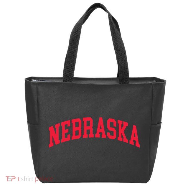 Retro Nebraska Vintage Design Classic Font Throwback Design Zip Tote Bag