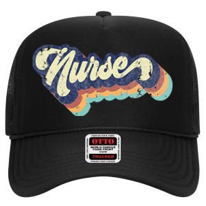 Retro Nurse Woman Wears A Nursing On NurseS Day High Crown Mesh Back Trucker Hat