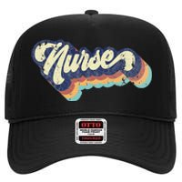 Retro Nurse Woman Wears A Nursing On NurseS Day High Crown Mesh Back Trucker Hat