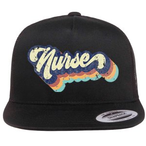 Retro Nurse Woman Wears A Nursing On NurseS Day Flat Bill Trucker Hat